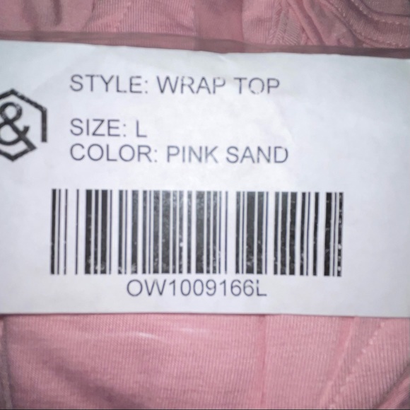 AGNES & DORA Wrap Around Top Pink Sand Deep V Neckline Half Sleeve New - Picture 8 of 10